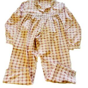 Be Fabulous Ladies Pyjama Set L Pink White Flannel read